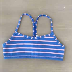 Girl’s Ivivva Drill Sports Bra Striped Pink Blue 7